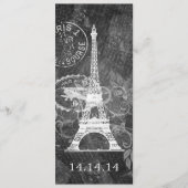 Elegant Wedding Menu Romantic Paris Black (Voorkant)