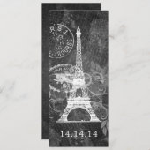 Elegant Wedding Menu Romantic Paris Black (Voorkant / Achterkant)