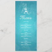 Elegant Wedding Menu Romantic Paris Blue (Achterkant)