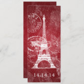 Elegant Wedding Menu Romantic Paris Red (Voorkant / Achterkant)