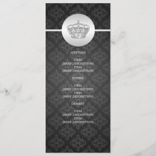 Elegant Wedding Menu Royal Crown Black (Achterkant)