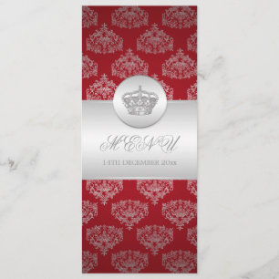 Elegant Wedding Menu Royal Crown Red