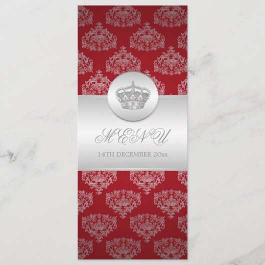 Elegant Wedding Menu Royal Crown Red (Voorkant)