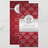 Elegant Wedding Menu Royal Crown Red (Voorkant / Achterkant)