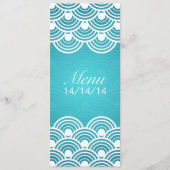 Elegant Wedding Menu Scalloped Pattern Blue (Voorkant)