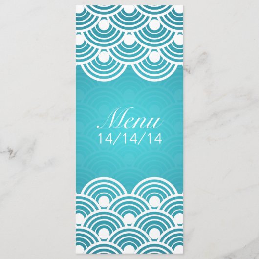 Elegant Wedding Menu Scalloped Pattern Blue (Voorkant)