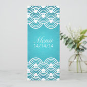 Elegant Wedding Menu Scalloped Pattern Blue (Staand voorkant)