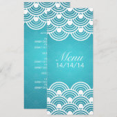 Elegant Wedding Menu Scalloped Pattern Blue (Voorkant / Achterkant)