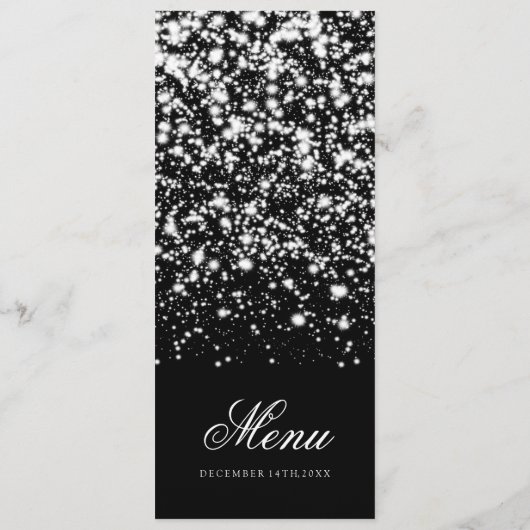 Elegant Wedding Menu Silver Midnight Glam (Achterkant)