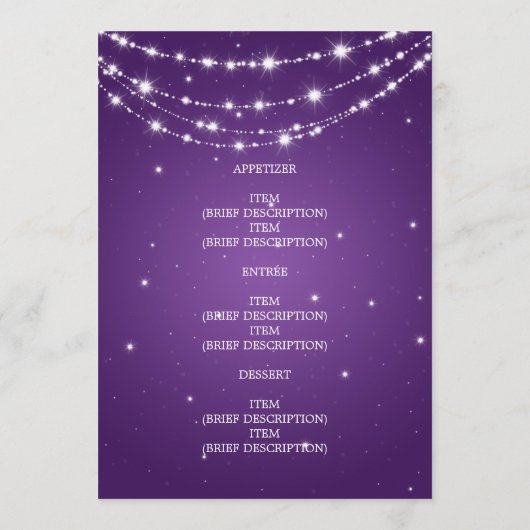 Elegant Wedding Menu Sparging Chain Paars (Achterkant)