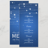 Elegant Wedding Menu Sparging Lines Sapphire Blue (Voorkant / Achterkant)