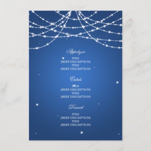 Elegant Wedding Menu Sparging String Blue (Voorkant)