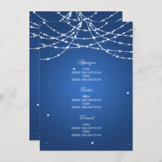 Elegant Wedding Menu Sparging String Blue (Voorkant / Achterkant)