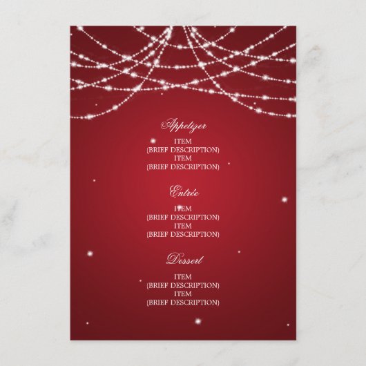Elegant Wedding Menu Sparging String Red (Voorkant)