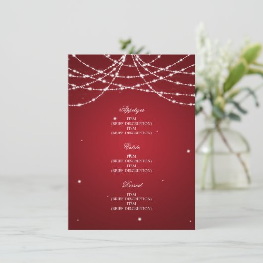 Elegant Wedding Menu Sparging String Red (Staand voorkant)