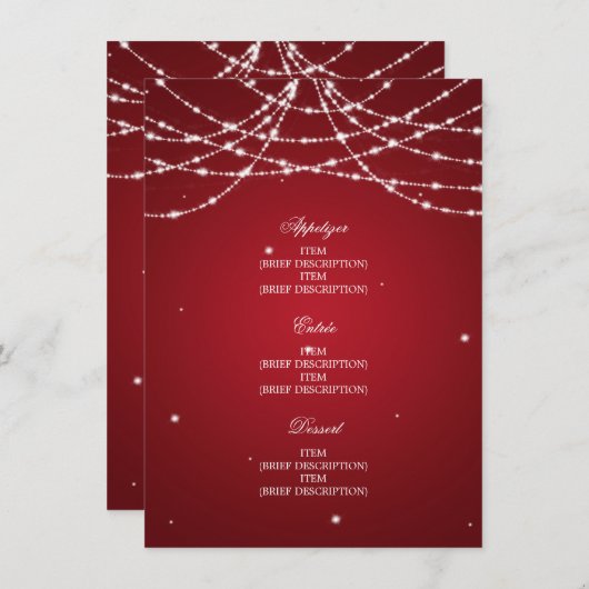 Elegant Wedding Menu Sparging String Red (Voorkant / Achterkant)