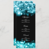 Elegant Wedding Menu Sparking Lights Turquoise (Voorkant / Achterkant)