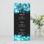Elegant Wedding Menu Sparking Lights Turquoise (Staand voorkant)