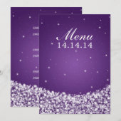 Elegant Wedding Menu Star Sparkle Paars (Voorkant / Achterkant)