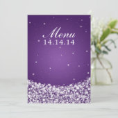 Elegant Wedding Menu Star Sparkle Paars (Staand voorkant)