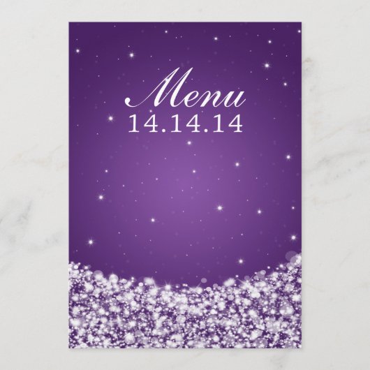Elegant Wedding Menu Star Sparkle Paars (Voorkant)