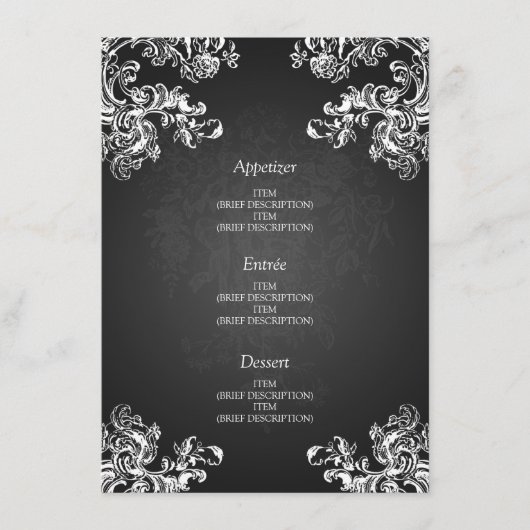 Elegant Wedding Menu  Swirls 2 Black (Voorkant)