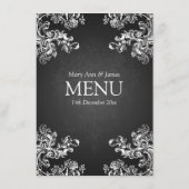 Elegant Wedding Menu  Swirls 2 Black (Achterkant)