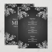 Elegant Wedding Menu  Swirls 2 Black (Voorkant / Achterkant)