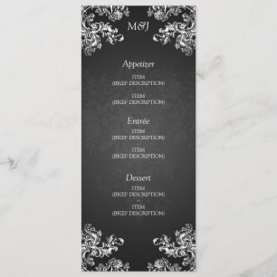 Elegant Wedding Menu  Swirls 2 Black
