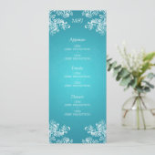 Elegant Wedding Menu  Swirls 2 Turquoise (Staand voorkant)