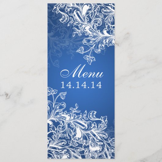 Elegant Wedding Menu  Swirls Blue (Voorkant)