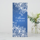 Elegant Wedding Menu  Swirls Blue (Staand voorkant)
