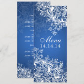 Elegant Wedding Menu  Swirls Blue (Voorkant / Achterkant)