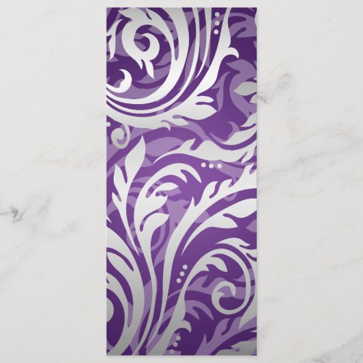 Elegant Wedding Menu Swirly Flourish Paars (Voorkant)