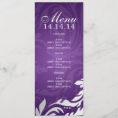 Elegant Wedding Menu Swirly Flourish Paars (Achterkant)