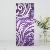 Elegant Wedding Menu Swirly Flourish Paars (Staand voorkant)