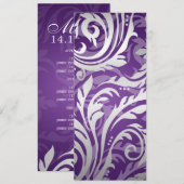 Elegant Wedding Menu Swirly Flourish Paars (Voorkant / Achterkant)