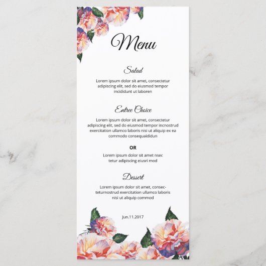 Elegant Wedding Menu Template – Printable design (Voorkant)