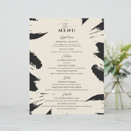 Elegant Wedding Menu Three Entree Bone Black Black (Staand voorkant)