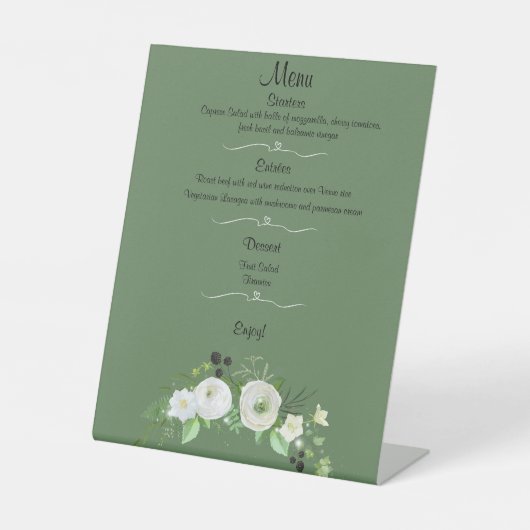Elegant Wedding Menu voetstuk teken Reclamebord Met Voetstuk (Voorkant)