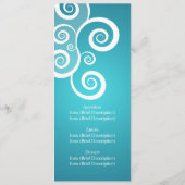 Elegant Wedding Menu White Swirls Blue (Achterkant)