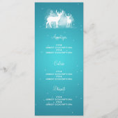 Elegant Wedding Menu Winter Deer Sparkle Turquoise (Voorkant)