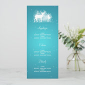 Elegant Wedding Menu Winter Deer Sparkle Turquoise (Staand voorkant)