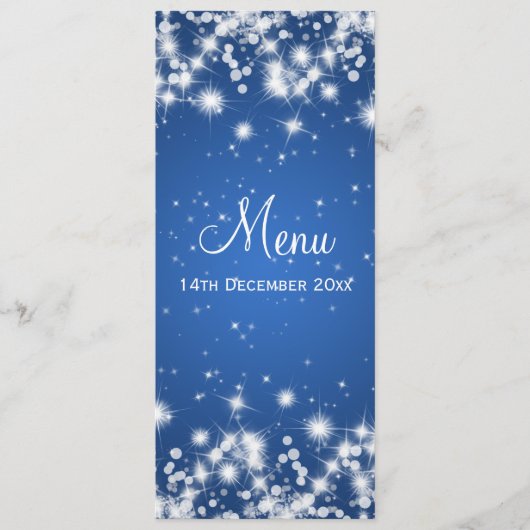 Elegant Wedding Menu Winter Sparkle Blue (Voorkant)