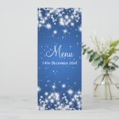 Elegant Wedding Menu Winter Sparkle Blue (Staand voorkant)