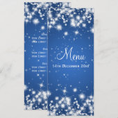 Elegant Wedding Menu Winter Sparkle Blue (Voorkant / Achterkant)