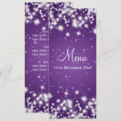 Elegant Wedding Menu Winter Sparkle Paars (Voorkant / Achterkant)