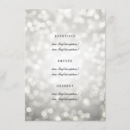 Elegant Wedding Menu Zilveren Glitter Lights