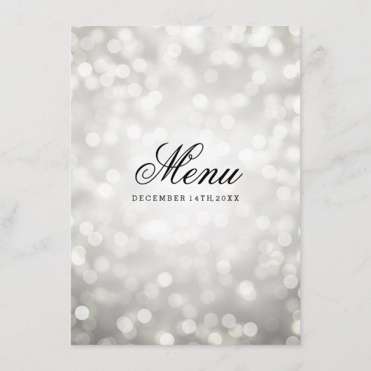 Elegant Wedding Menu Zilveren Glitter Lights (Achterkant)
