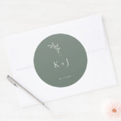 Elegant Wedding Minimal Sage Green Envelope Seal Ronde Sticker (Envelop)